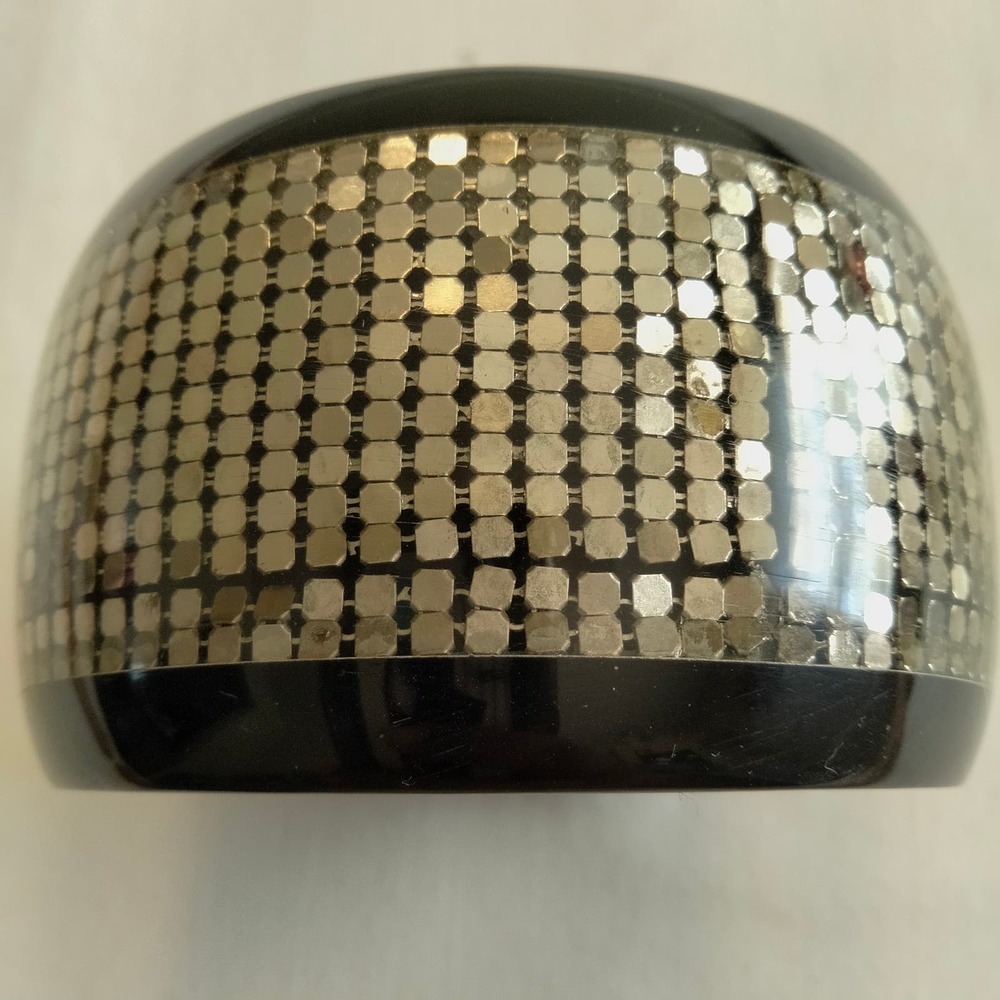 Iris Apfel & Bajalia Black & Sliver Chainmail Chunky Cuff Bracelet